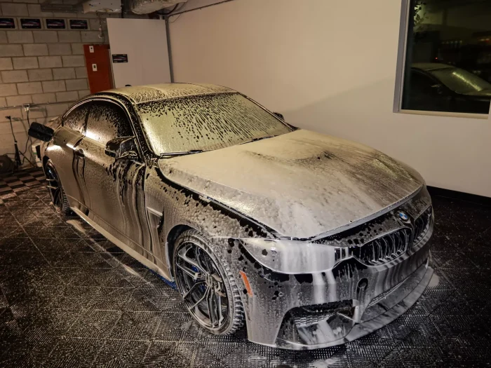 Safe foam wash process used during professional exterior car detailing