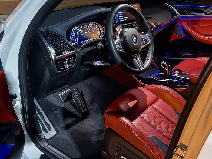 Clean interior front seats after a full car detailing service